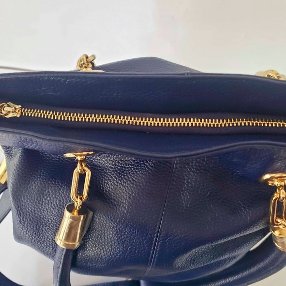 Kristen Bell Blue Pebbled Leather Tote - Picture 3 of 7